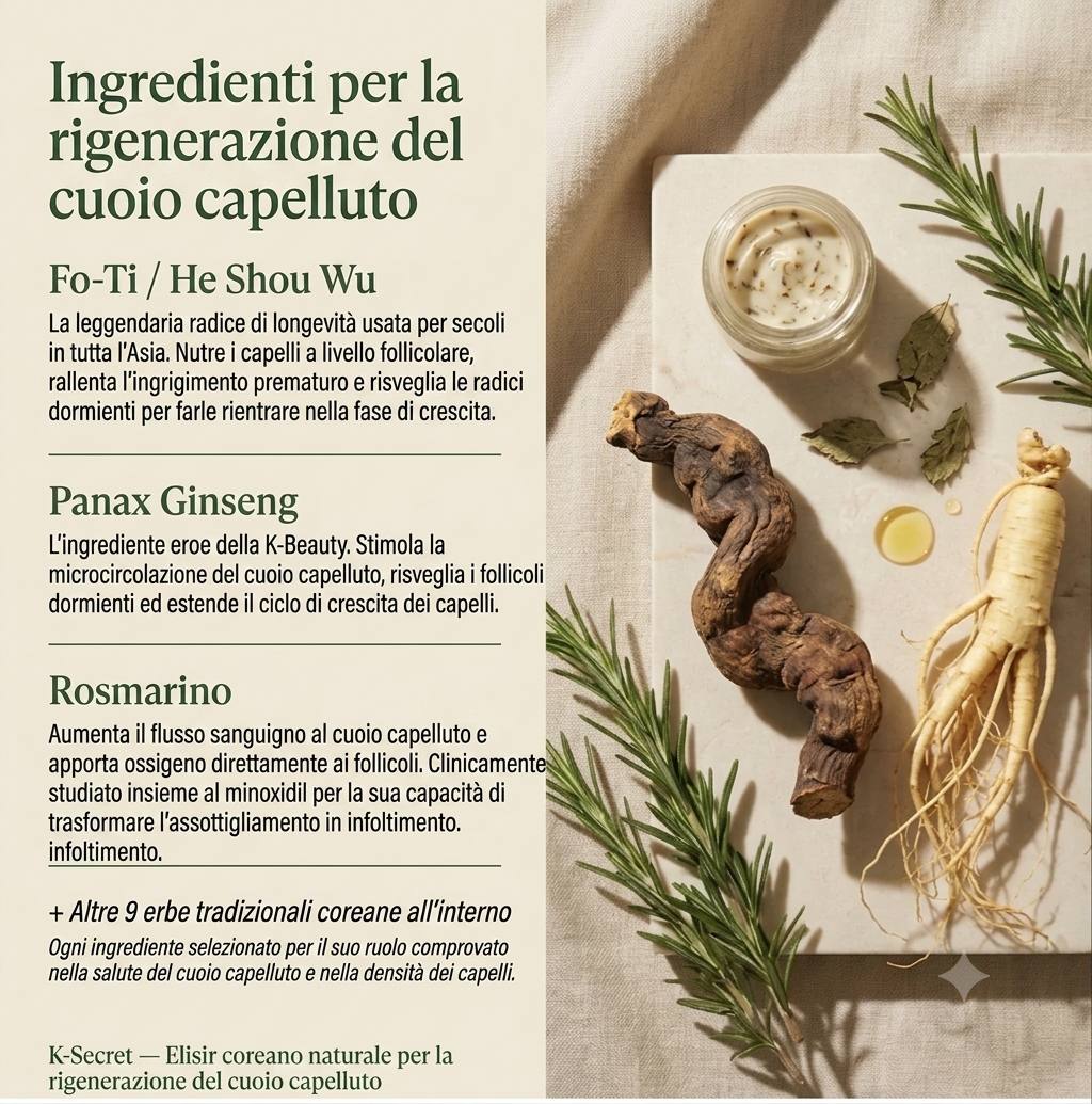 Fo-Ti, Panax Ginseng, Rosmarino e 9 erbe tradizionali coreane